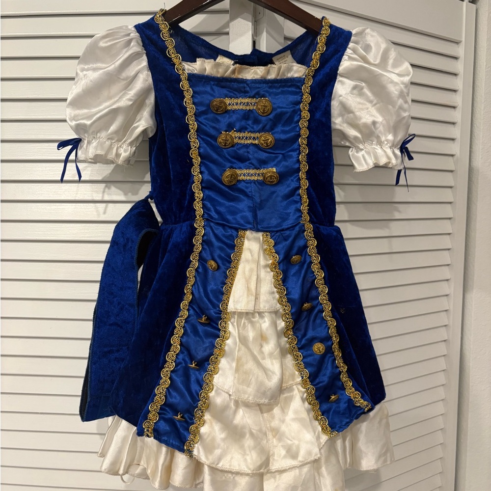 Disney Blue and White Girls' Royal Pageant Theme Dress with Gold Trim 5-6 Girls